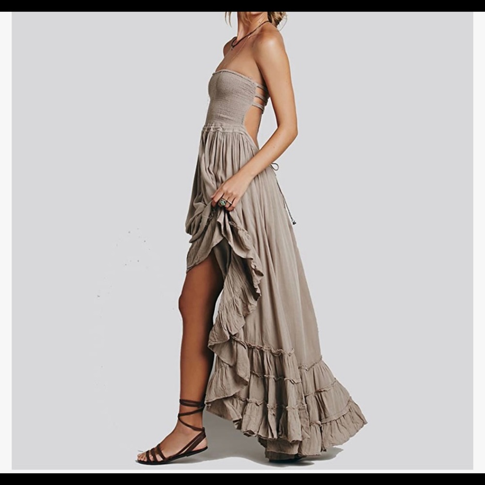 R. Vivimos strapless cotton flowy maxi dress